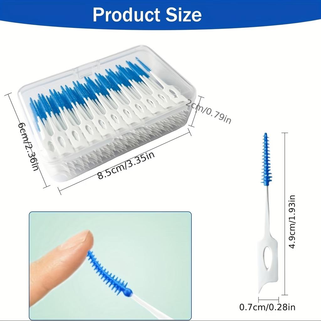 100 Pcs Disposable Dual‑Head Dental Floss Picks, Polypropylene Oral Care Floss Sticks with Portable Storage Box