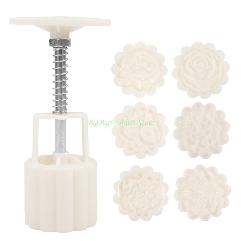 24TE Flower Mooncake Press Mold Hand-Pressure Moon Cake Maker Cookie Stamps