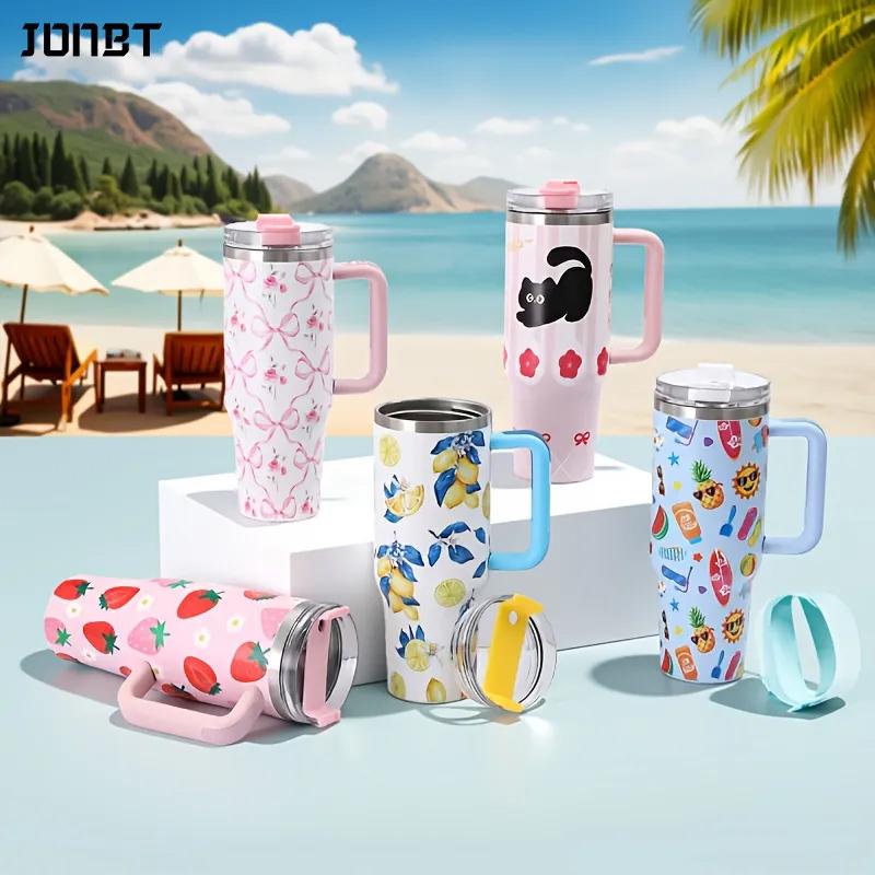 40oz Car Thermal Cup For Outdoor Camping Hot Cold Coffee Mug Jumbo Stainless Steel Thermos With Handle Straw Drink Water Bottles