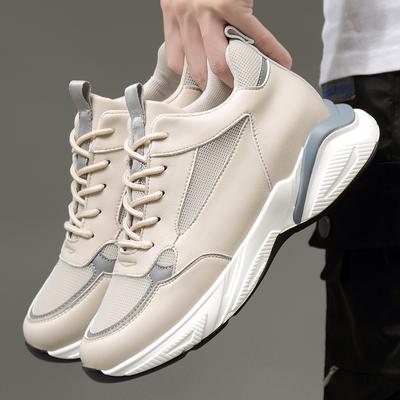 Fashion Leisure Walk Men's Sports Shoes Genuine Leather Sneakers Solid Color Casual Shoes Outdoor Simple Treking Footwear Comfy Trainers