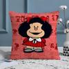 Quino Kreskówka Urocza Dziewczynka Mafalda-M Poszewka na poduszkę Jedwabista elegancka Wygoda Sofa Łóżko Niewidoczny zamek Boczna poszewka na poduszkę
