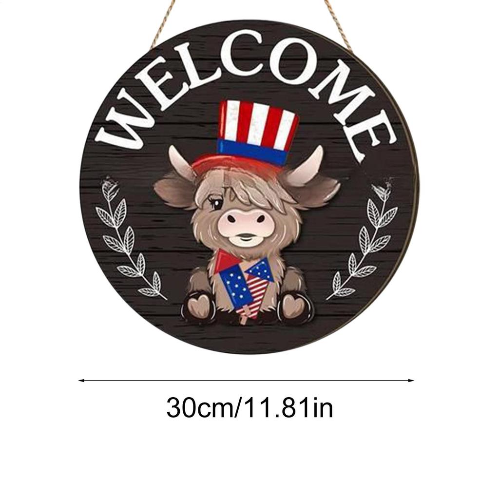Porch Welcome Sign Magnetic Wooden Highland Cow Sign Door Decor Holiday Decor For Office Store Housewarming Party Birthday