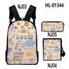 Classic Novelty Funny animals 3D Print 3pcs/Set pupil School Bags Laptop Daypack Backpack Inclined shoulder bag Pencil Case