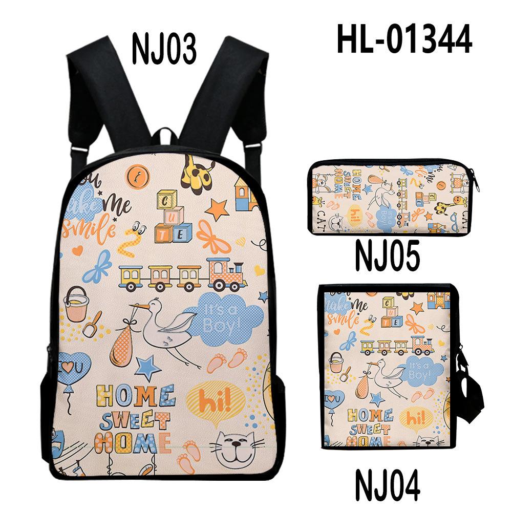 Klassiek Populair Nieuwigheid Dieren 3D Print 3 stuks/Set leerling Schooltassen Laptop Dagrugzak Rugzak Schuin gedragen schoudertas Etui