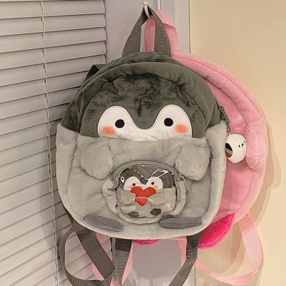 Pinguino Cartoon Goth Harajuku Zaino Donna carina Jk Girl Ita Borsa Borsa per bambole Borsa antidolore Action Figure Peluche Mini Borsa da scuola piccola