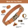 Customized Dog Collar Personalized Dogs Name ID Collars PU Leather Pet Buckle Necklace for Small Medium Large Dogs Pitbull Pug
