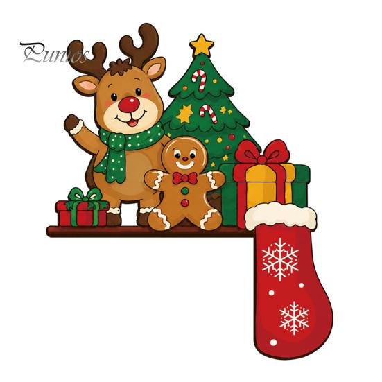 Christmas Party Supplies for House Wooden Door Topper Stickers, Seasonal Frame Decoration, L-shaped Corner Sign Holiday Home Wall Decor Items