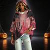 Damen Freizeit 3/4 Ärmel Halloween Print Kapuzen Pullover Top für den Herbst