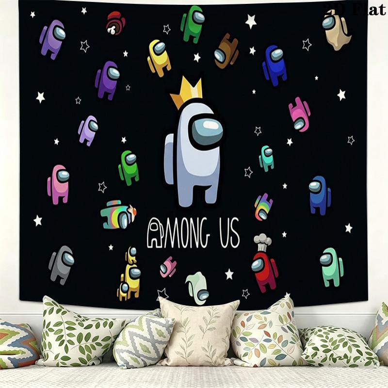 Among Us Wall Tapestry Aesthetic Wall Hanging Printed Fabric Blanket Decorative Tapestries for Bedroom Living Room Home Decor