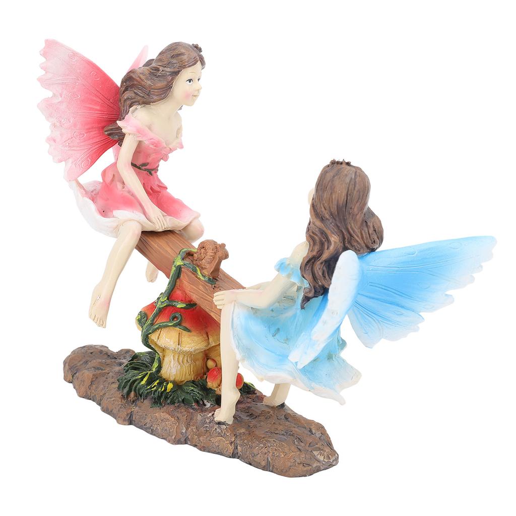 Fairy Statue Ornament Seesaw Figure Resin Realistic Figurine Decoration for Garden Home Living Room