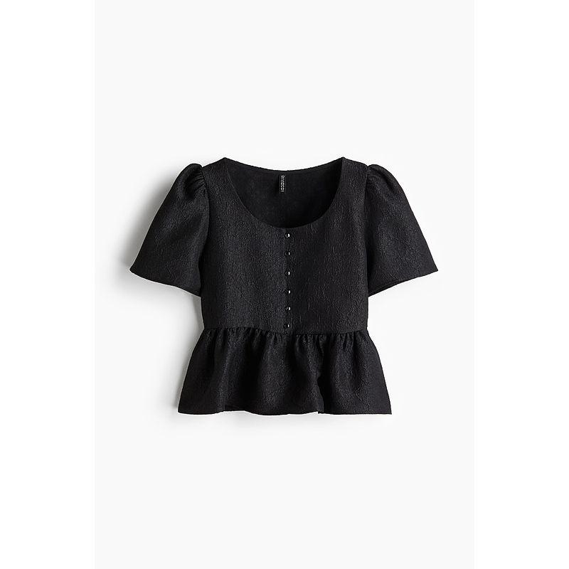 

HM Women s Autumn Skirt Hem Brocade Tops 1249974 Black 155/80