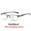 Half Frame Men Business Reading Glasses Pochromic Progressive Multifocal Far Sight Glasses Anti-blue Light Presbyopia Glasses