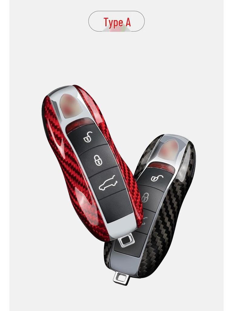 Porsche Carbon Fiber Leichte Schlüsselhülle für Cayenne, Panamera, Macan, 911 - Ersatzhülle mit Schnallenverschluss