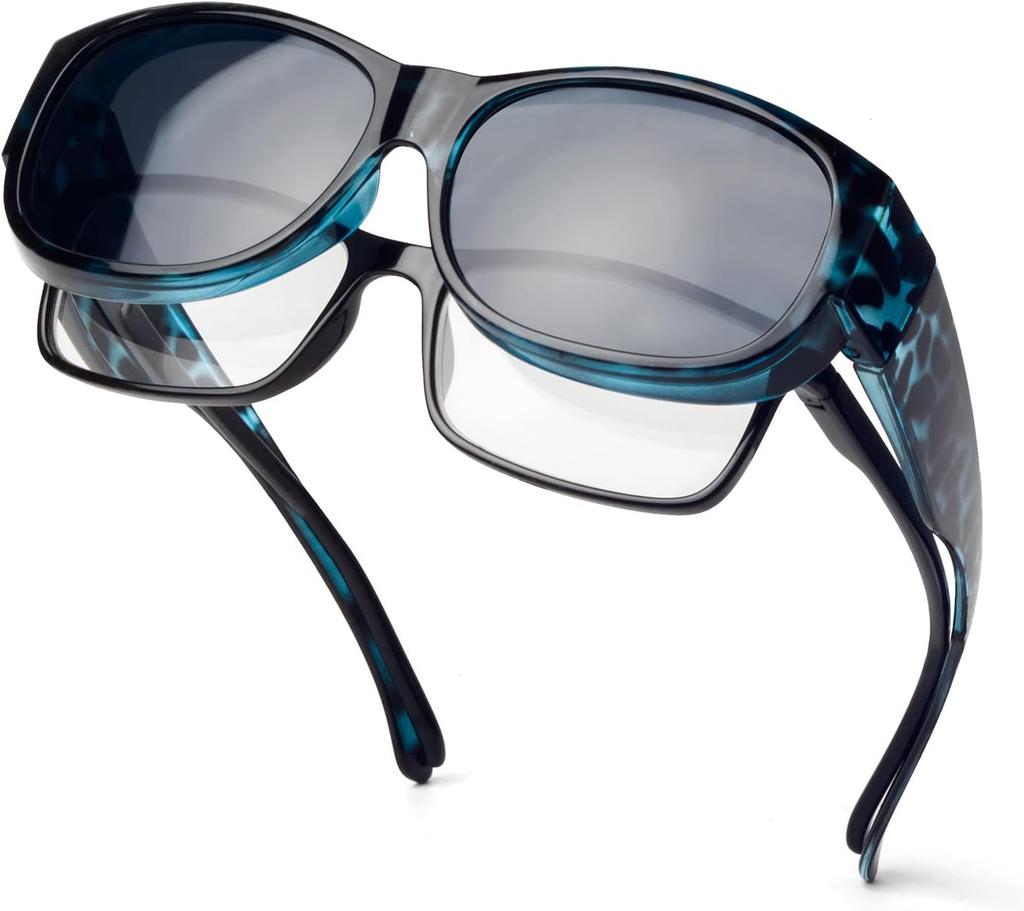 Occhiali da Sole Polarizzati Sovrapponibili Montatura in TR90 per Uomo Donna Da Mettere Sopra Occhiali da Sole Leggeri Sovradimensionati Quadrati Occhiali UV400