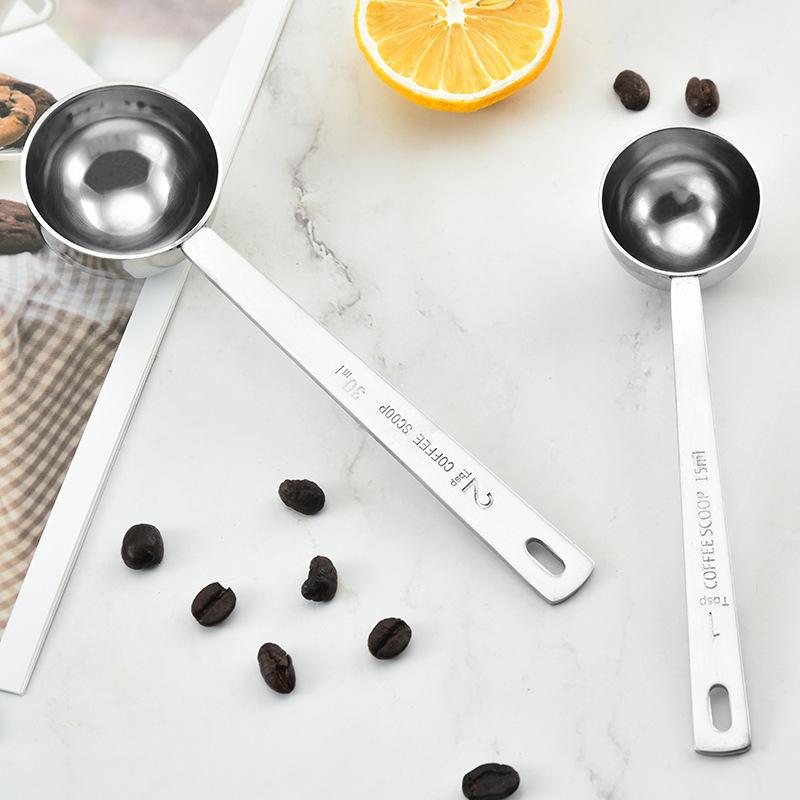 Stainless Steel Long Handle Measuring Spoons, 15ml & 30ml, for Coffee or Seasoning