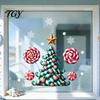 Christmas Atmosphere Room Decor Candy Tree Window Static Sticker, Waterproof PVC Removable Creative Holiday Party Wall Glass Clings, Decorative Decal