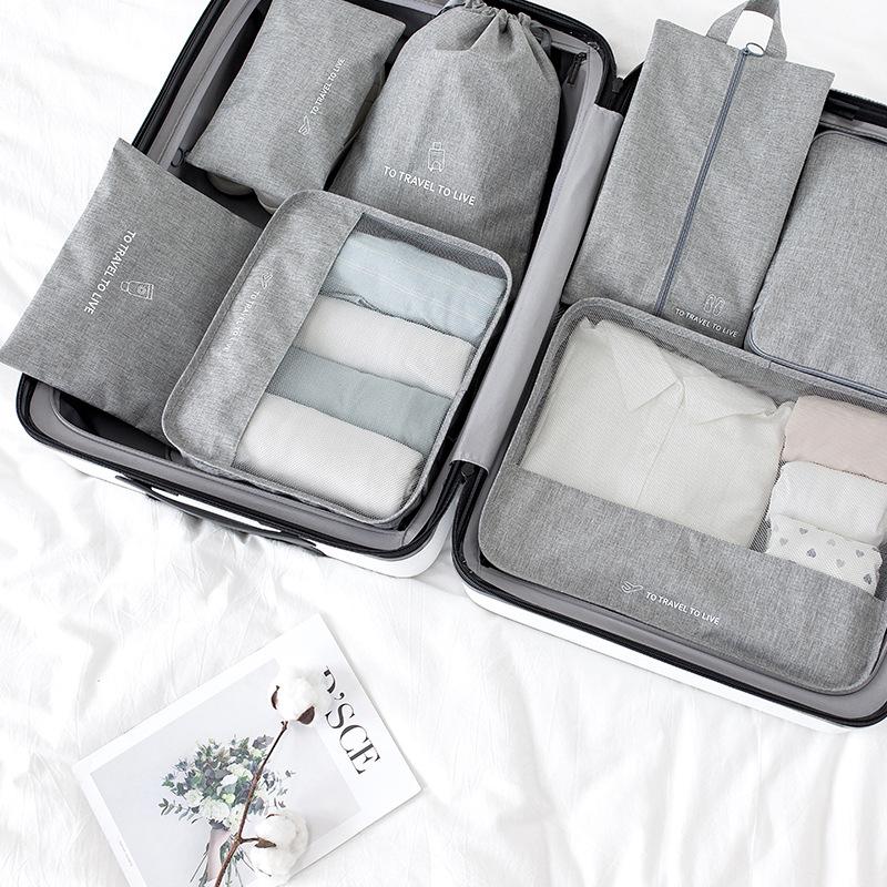 7-teiliges Reise-Aufbewahrungs-Organizer-Set Wasserdichte Packwürfel für Gepäck Kleidung Unterwäsche Schuhe Tasche für Reise Geschäftsreise