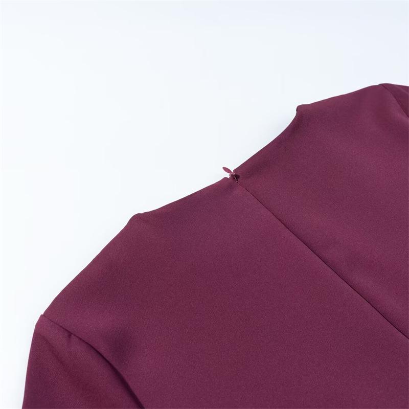 2026 New European & American Women's Short Sleeve Slim Fit Solid Color Dress