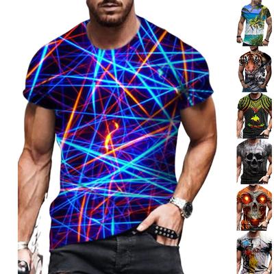 Neue Sommer Herrenmode T-shirt Persönlichkeit Blau Kristall Linien Gedruckt männer T-shirt Top