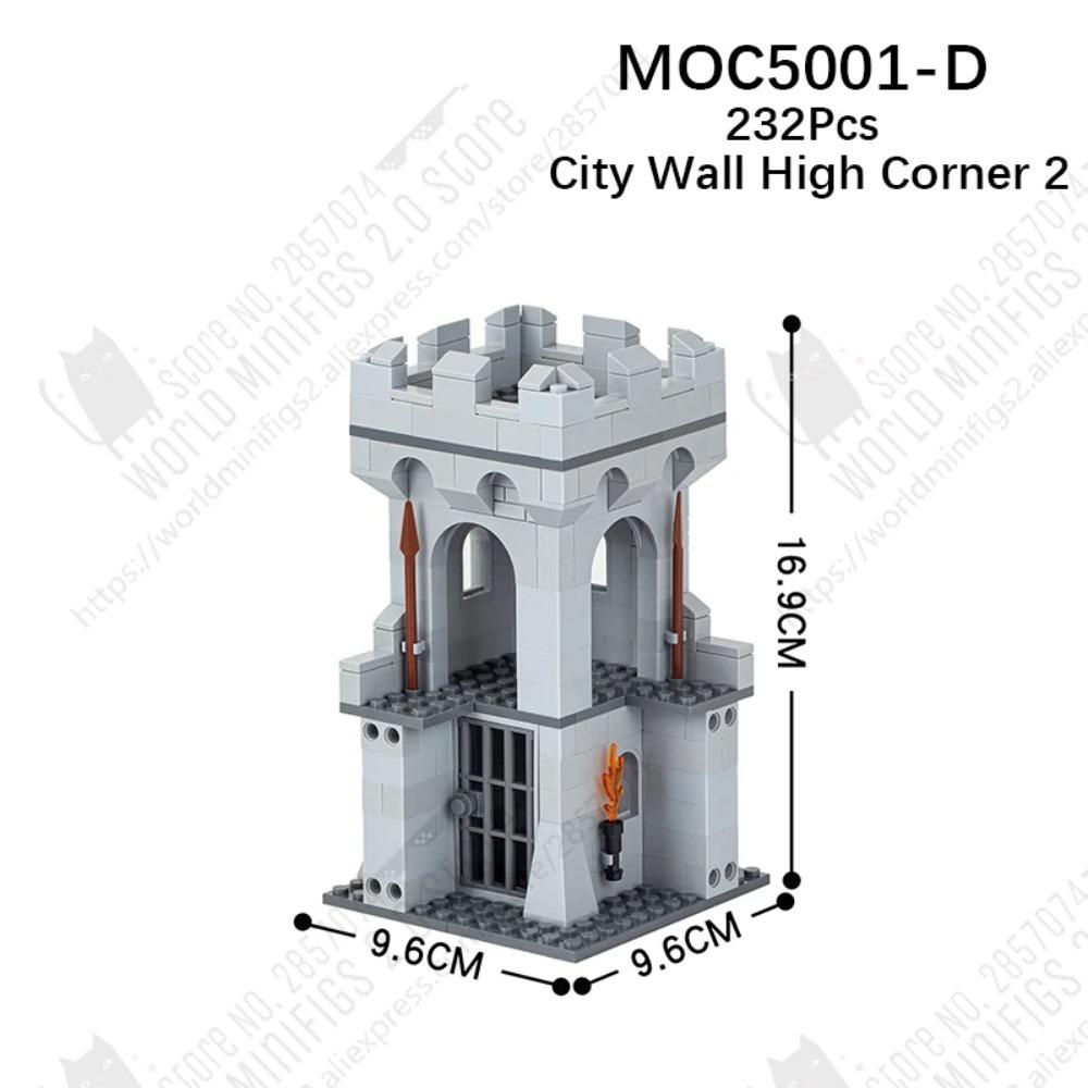 MOOXI MOC Medieval Castle City Wall Tower Architecture Military Building Blocks Adult Set Bricks Assembly Kids Toy Birthday Gift