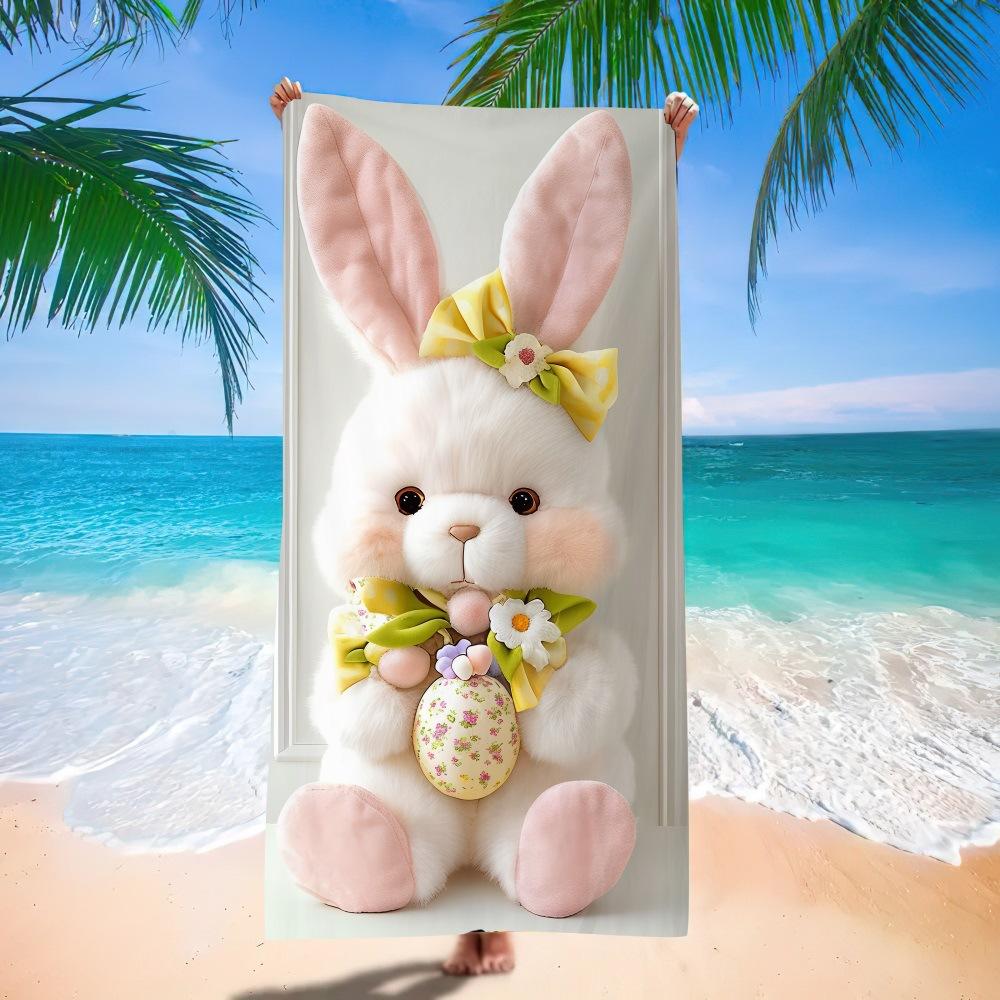 New Easter Beach Towel Festive Party Arrangement Outdoor Beach Towel Microfiber Rabbit