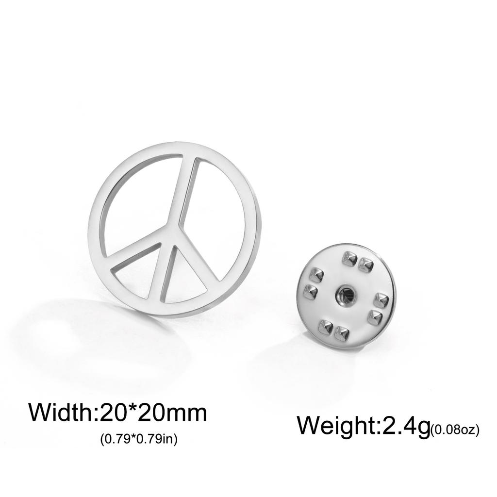 Teamer Peace Symbol Brooch For Men Women Stainless Steel Suit Badge Lapel Pin Pacifism Against War Accessories Gift