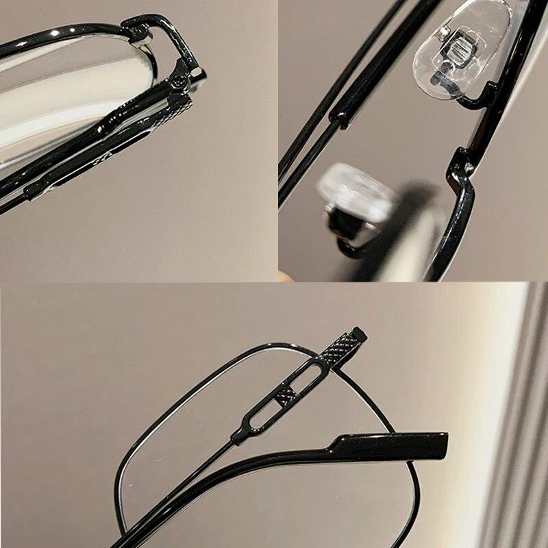Gafas Vintage de Metal con Montura Grande para Miopía Moda Gafas Transparentes para Miopía Gafas Graduadas Bloqueo de Luz Azul para Mujer