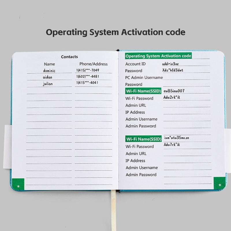 Light Weight Portable Password Collection Notebook Address Information Organiser Book for Travel and Daily Use