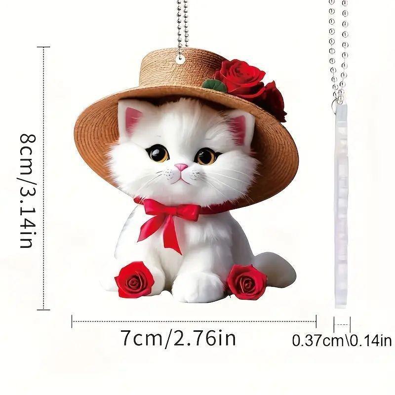 

Adorable New 2d Acrylic Cat Hanging Decoration For Car Backpack Christmas Spirit