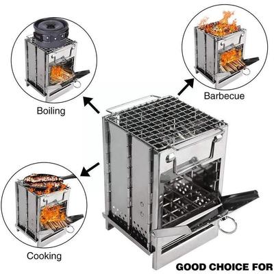 Kare Odun Yakmalı Kamp Ocağı Açık Hava Hayatta Kalma Barbekü Mini Izgara Barbekü Açık Hava Kamp Barbekü Odun Katlanır Barbekü Piknik Ocağı