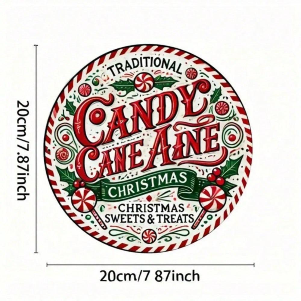 Metal Gingerbread House Wreath Christmas Decor 8 Inch Round Wall Art for Home Bar Cafe Indoor Outdoor Holiday
