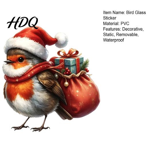 Winter Bird Stickers Christmas Static Glass Sticker PVC Waterproof Window Decal for Holiday Home Decals Decoration Removable Decorative Cling Doors