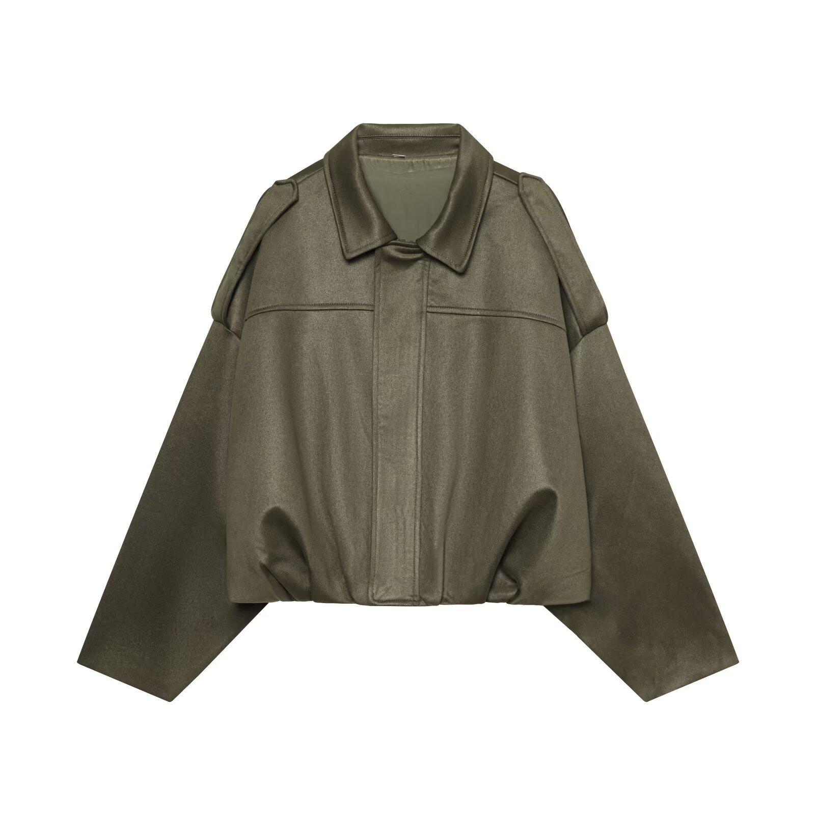 

Жіночий укорочений жакет оливкового кольору з лацканами з виїмкою, доступний у різних кольорах XS армія зелений колір