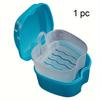 Portable Denture Case - Double Layer Storage Box with Drainage Holes & Cleaning Net, Travel-Friendly Brace/Keeper Container