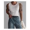 Herren Rippstrick Tanktop Slim Fit Ärmellos Muskelshirt Lässig Einfarbig Rundhalsausschnitt Weste