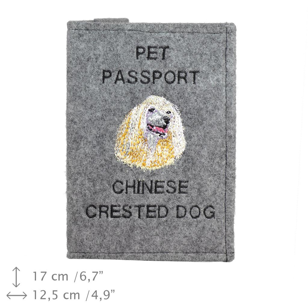 Chinese Crested Dog, Puff - Dog passport case, document case, gift for the traveller from the Art-Dog brand