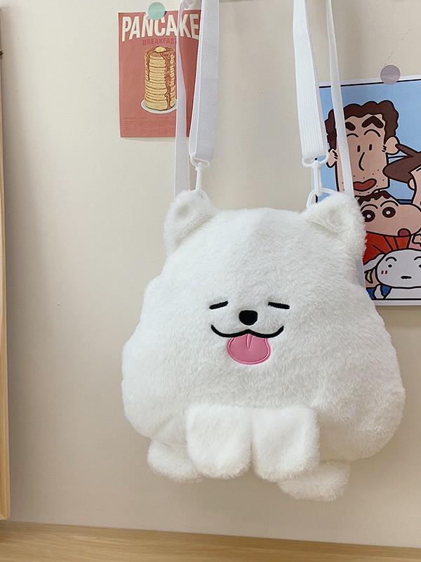 

Плюшевый рюкзак Самоед Сюаньсюань: Большая вместимость, милый и нежный дизайн куклы-подушки белого цвета Samoyed Backpack