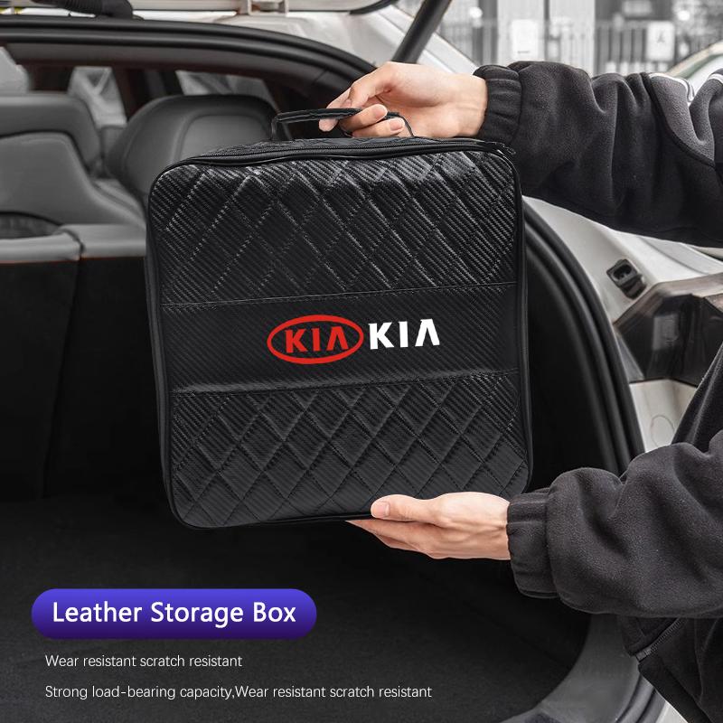 Car Leather Storage Bag High-capacity Auto Trunk Handbag For KIA K3 Sportage Carnival K5 Seltos Pegas KX1 EV5 Sonet EV6 K4 EV3