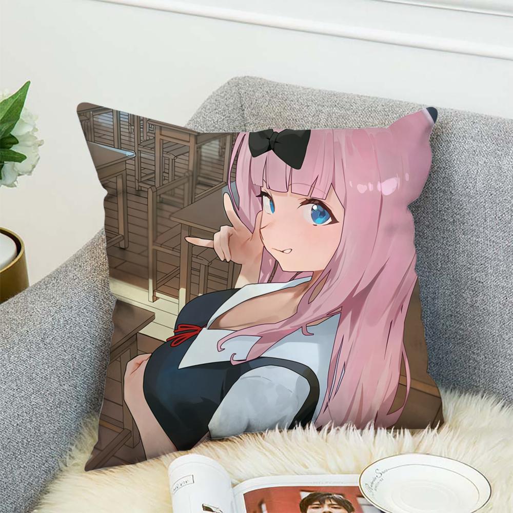Fronha Kaguya Sama Love Is War Para Carro Sofá Decorativa Casa Estampa Dupla Face Pelúcia Quadrada Almofada de Lançamento Capa de Almofada