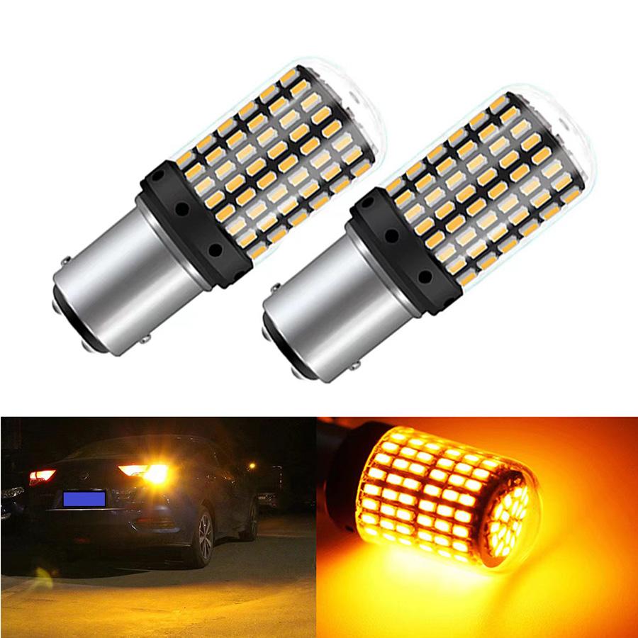 

2x 1156/1157 144SMD BAU15S PY21W LED Turn Signal Tail Light Bulbs Canbus 12V 1157 BAY15D P21/5W жовтий