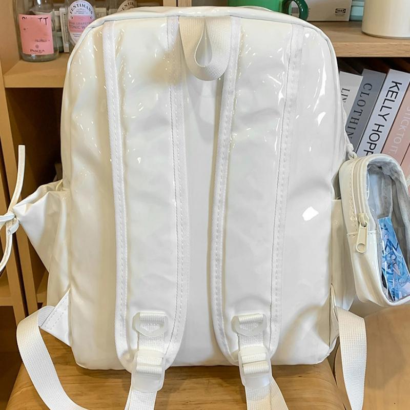New Large Capacity Pu Students Diy Anime Badge Ulzzang Ita Bags Y2K Aesthetic Women Backpacks Individuality Mochilas Para Mujer
