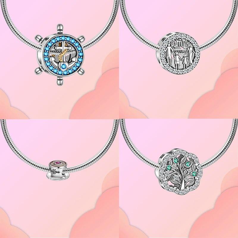 925 Sterling Silver Guitar Rich Headset Pendant Charm Fit Originalfashion Bracelet Charm Bead Necklace Diy Female Jewelry