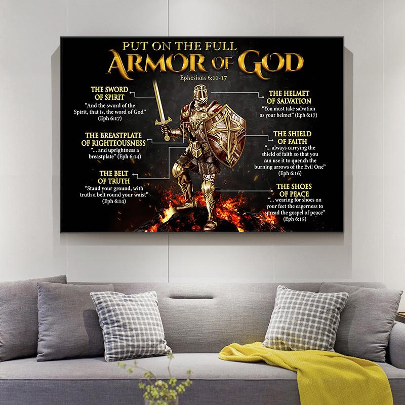 Put On The Full Armor Of God Posters and Prints Warrior of God Religious Jesus Christian Canvas Painting Wall Art for Home Decor