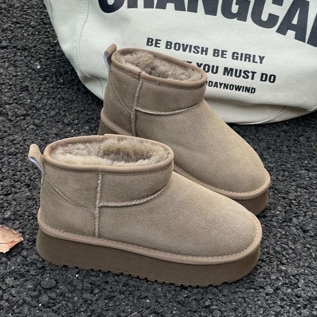 Zhou Dongyu thick-soled snow boots new fur integrated short tube warm thick-soled women's cotton shoes