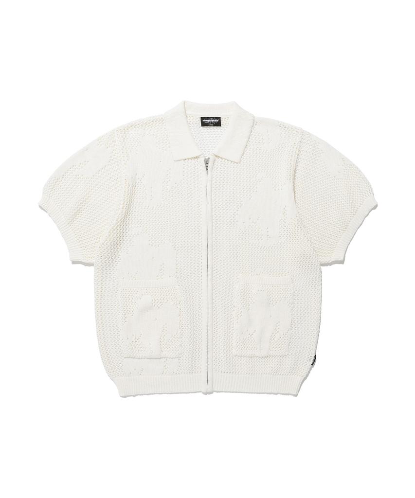 Niceghostclub Angel Shadow Half Zip Up Polo Knit_Ivory(Ng2Emuk682A)