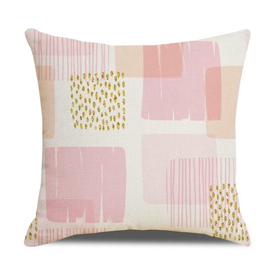 

Розовый простой абстрактный льняной чехол в горошек для офиса, дивана, ворса, подушка Amazon, чехол для подушки