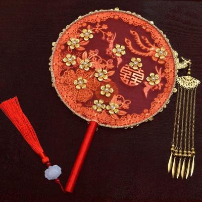 Festive Fan Finished Product Decorative Fan Bride Group Fan Bride Xiuhe Hand Holding Fan Tuan Fan Round Fan Xiuhe Clothes Fan