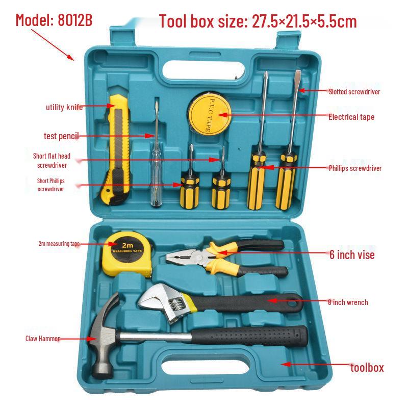 Toolbox Set: 8, 9, 12, 13, 16 Piece Household & Car-Mounted Repair Kit