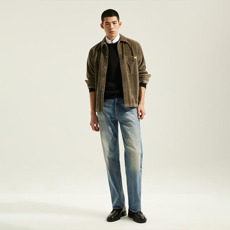 Calvin Klein Casual Minimalist Embroidered Round Neck Knit Cashmere Sweater Men Sweater Space-Black J326690