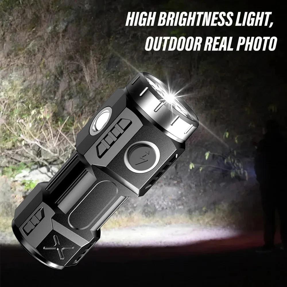 High Power 4/6/8*P35 LED Flashlight Super Bright MINI Torch USB Rechargeable with Tail Magnet Outdoor Emergency Exploring Lamp